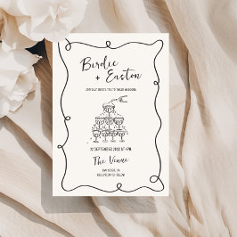 Invitation Mariage de tour de Champagne illustré manuscrit