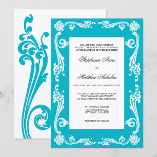 Invitation Mariage de tourbillons de fleurs cosmopolites