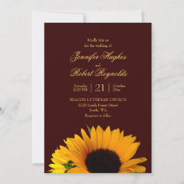 Invitation Mariage de tournesol d'automne rustique