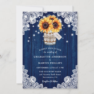 Invitation Mariage de tournesol de Jar en bois bleu de la mar