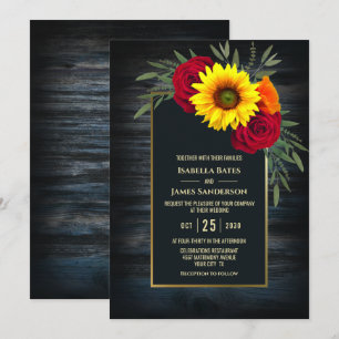 Invitation Mariage de tournesol en bois de Barnwood