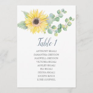 Invitation Mariage de tournesol Eucalyptus Plan de table de s