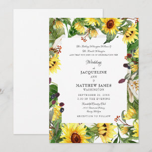 Invitation Mariage de tournesol floral automne