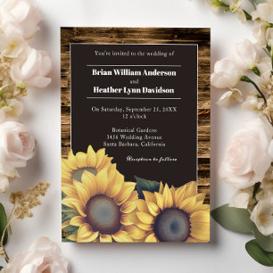 Invitation Mariage de tournesol rustique