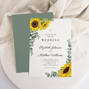 Invitation Mariage de tournesol vert Sage religieux