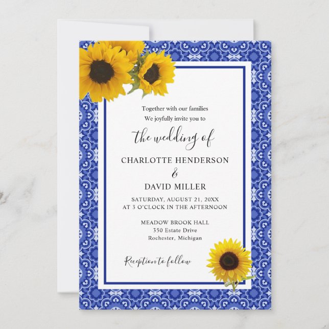 Invitation Mariage de tournesol vintage (Devant)