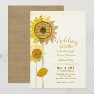 Invitation Mariage de tournesols rustique Collage