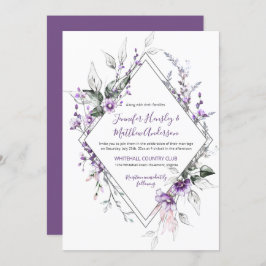 Invitation Mariage de trame de diamant violet et transparent 