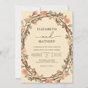 Invitation Mariage de trame de Fleur de Twig Rustique