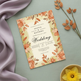 Invitation Mariage de trame de fleurs automnal