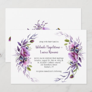 Invitation Mariage de trame Fleur sauvage violet mauve 
