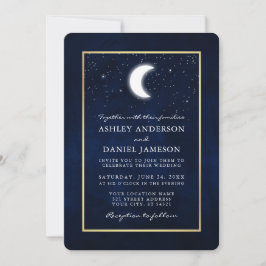 Invitation Mariage de trame or des étoiles de lune céleste