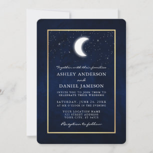 Invitation Mariage de trame or des étoiles de lune céleste