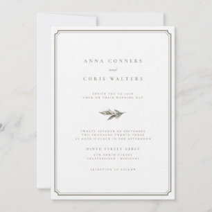 Invitation Mariage de trame or feuille classique