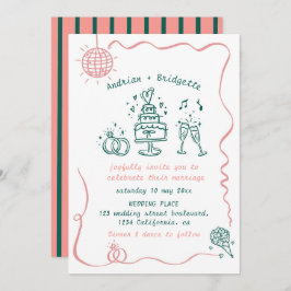 Invitation Mariage de trame Wavy Scribble à main Whimsical