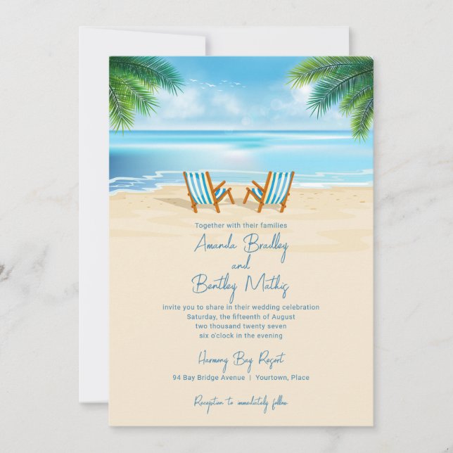 Invitation Mariage de transats tropicaux (Devant)