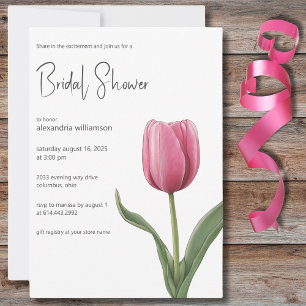 Invitation Mariage de tulipe rose 