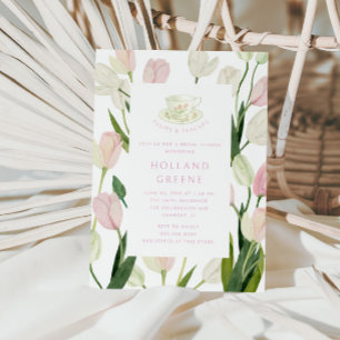 Invitation Mariage de tulipes et de tasses à thé