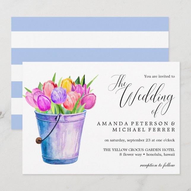 Invitation Mariage de tulipes Flower tendance (Devant / Derrière)