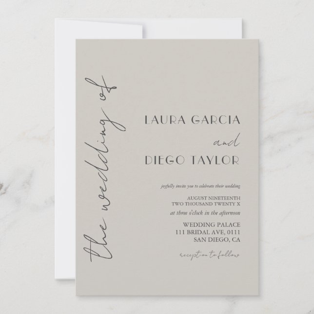 Invitation Mariage de type simple (Devant)