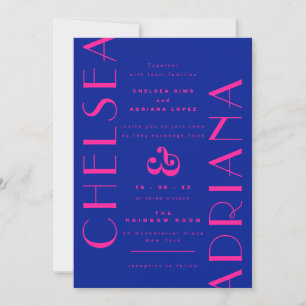 Invitation Mariage de typographie Art déco rose gras
