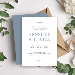 Invitation Mariage de typographie bleu poussiéreux simple
