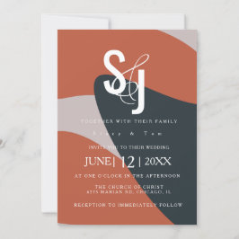 Invitation Mariage de Typographie Bleue en Terracotta Bio