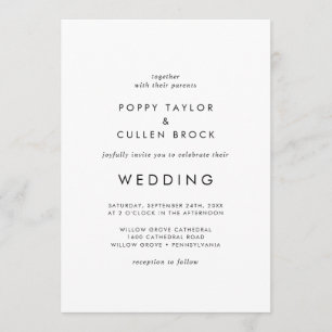 Invitation Mariage de typographie chic