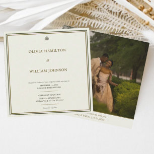 Invitation Mariage de typographie de Carré ivoire et or