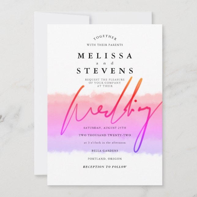 Invitation mariage de typographie de l'arc-en-ciel (Devant)