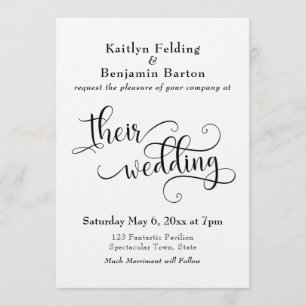 Invitation Mariage de typographie de script simple et élégant