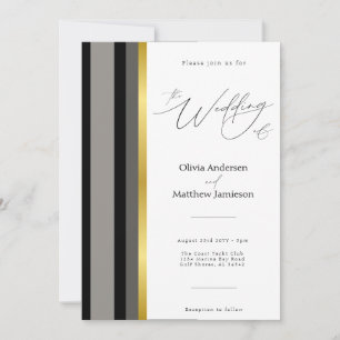 Invitation Mariage de typographie Elegant Black Grey Gold Str