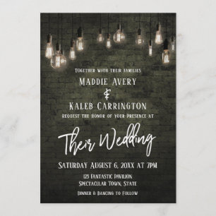 Invitation Mariage de typographie en brique industrielle Edis