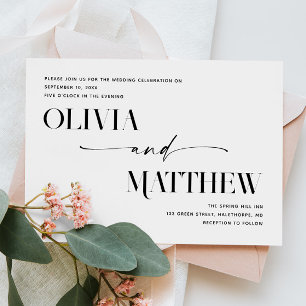 Invitation Mariage de typographie formelle minimaliste Phot