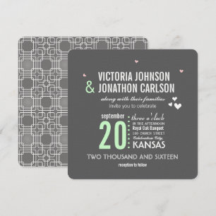 Invitation Mariage de typographie géométrique tendance Mint G