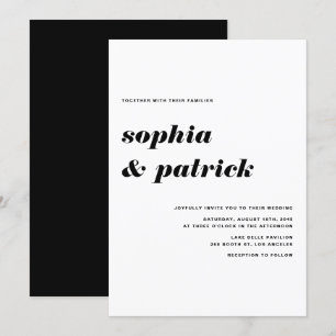 Invitation Mariage de typographie italique en gras noir