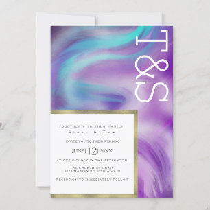 Invitation Mariage de typographie marbré Gras Mint Violet Ble