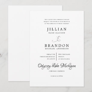 Invitation Mariage de typographie minimaliste moderne noir et
