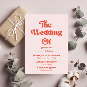 Invitation Mariage De Typographie Moderne Retro Rose Et Orang