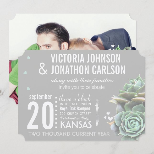 Invitation Mariage de typographie moderne rose et jaune (Devant / Derrière)