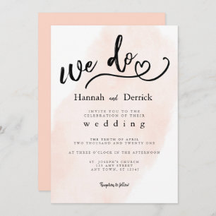Invitation Mariage de typographie moderne Simple Blush We Do