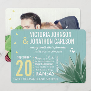 Invitation Mariage de typographie moderne Succulent et Mint &