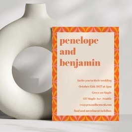 Invitation Mariage de typographie Orange moderne du milieu du