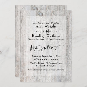 Invitation Mariage de typographie rustique en bois Patiné