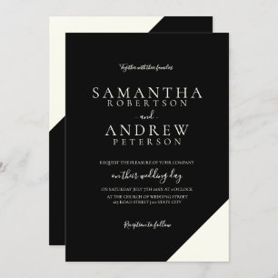 Invitation mariage de typographie simple en noir d'ivoire