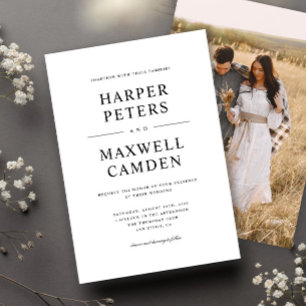 Invitation Mariage de typographie simple noir et blanc