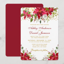 Mariage de vacances Poinsettia Floral Red Gold Par