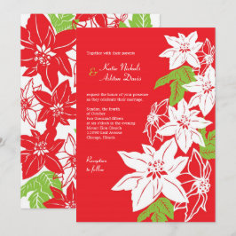 Invitation Mariage de vacances Red & Green Poinsettias