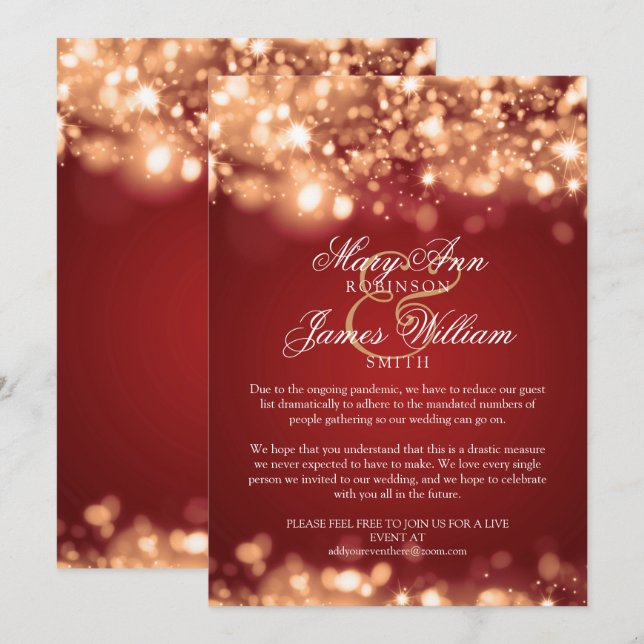 Invitation Mariage de vacances réduit Lumières étincelantes o (Devant / Derrière)