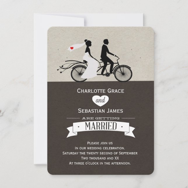 Invitation Mariage De Vélos Cute Tandem (Devant)